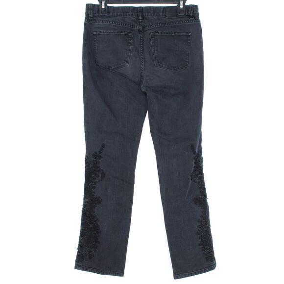 Lauren Ralph Lauren Jeans Modern Slim Beaded Y2K Coquette Dark Academia Black 6 - Picture 2 of 2